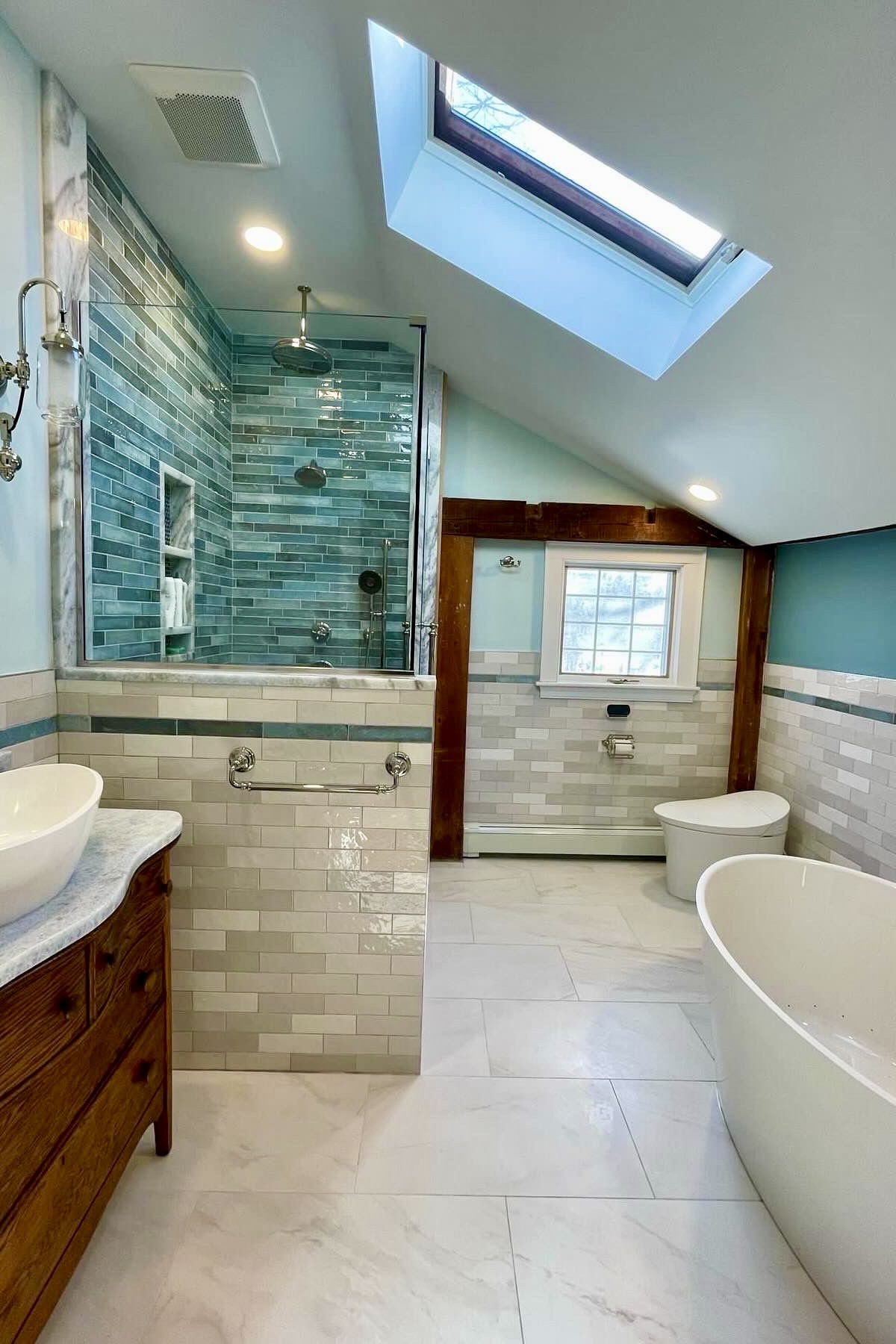 Marble tile shower